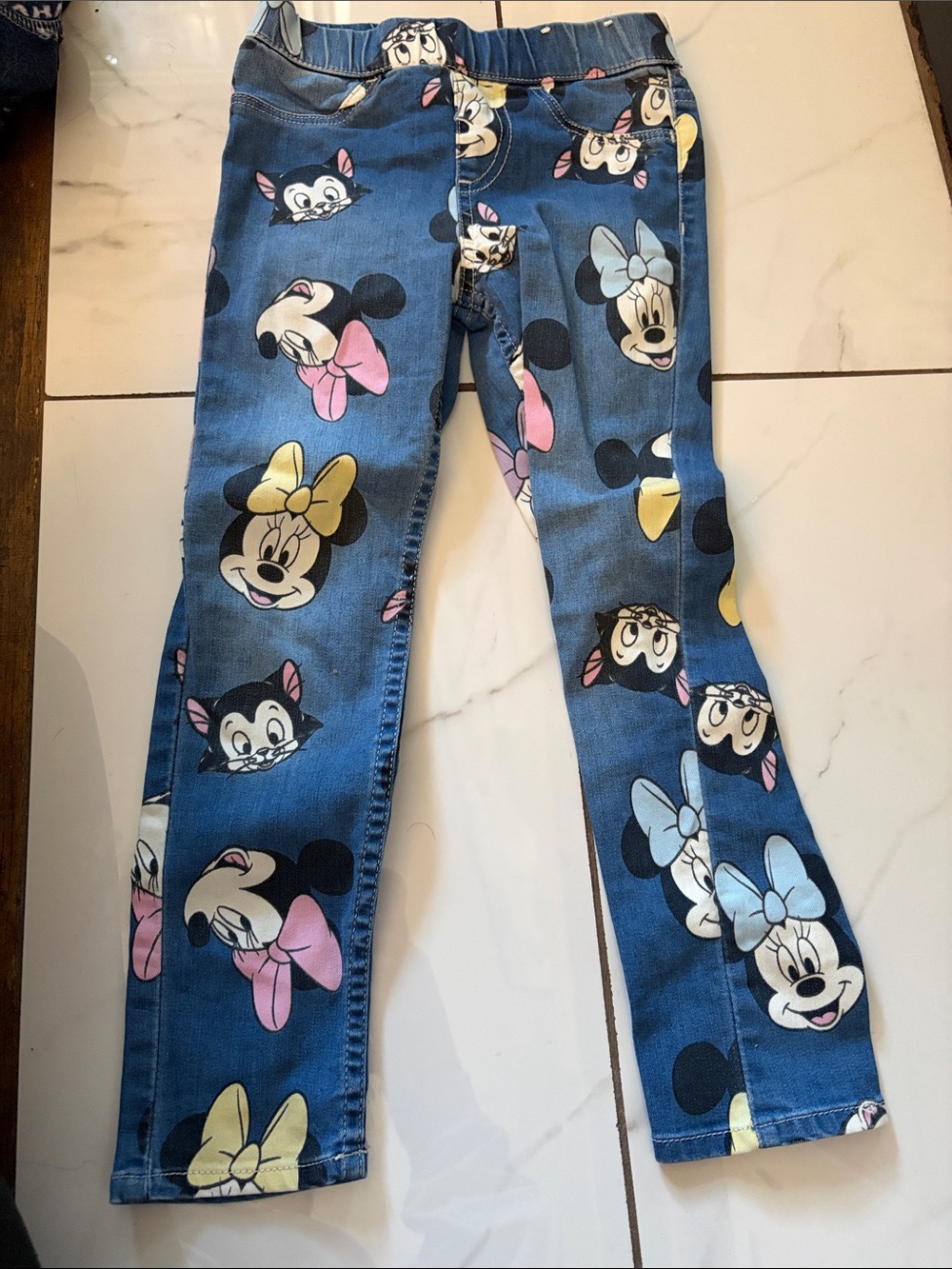 H&M Blue Jeans with Minnie Mouse & Pastel Bows